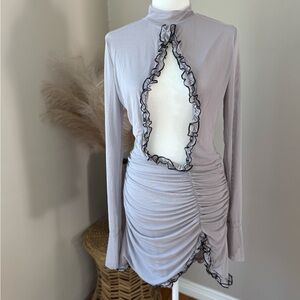 EGO Gray Dress with Ruched Design
